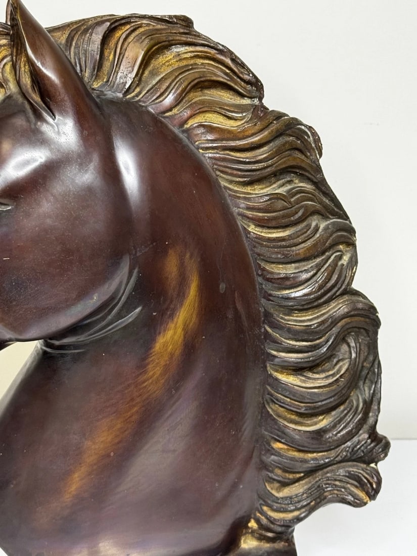 Expressive Italian Classical Bronze Horse Head c1950 After Raffaello Romanelli - 13