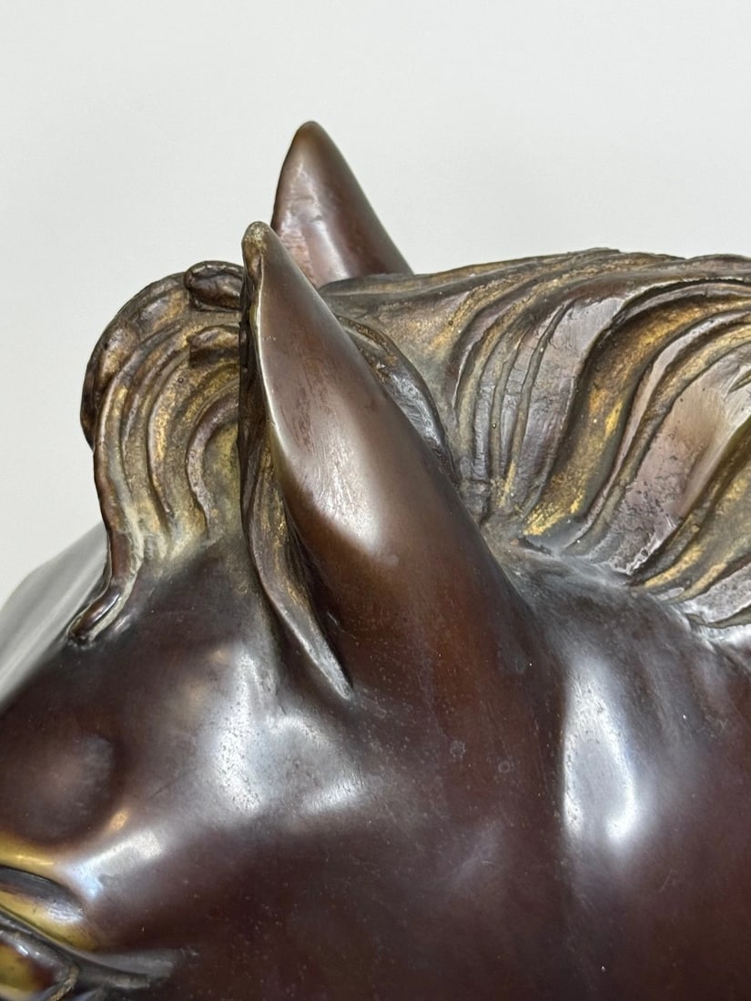 Expressive Italian Classical Bronze Horse Head c1950 After Raffaello Romanelli - 16