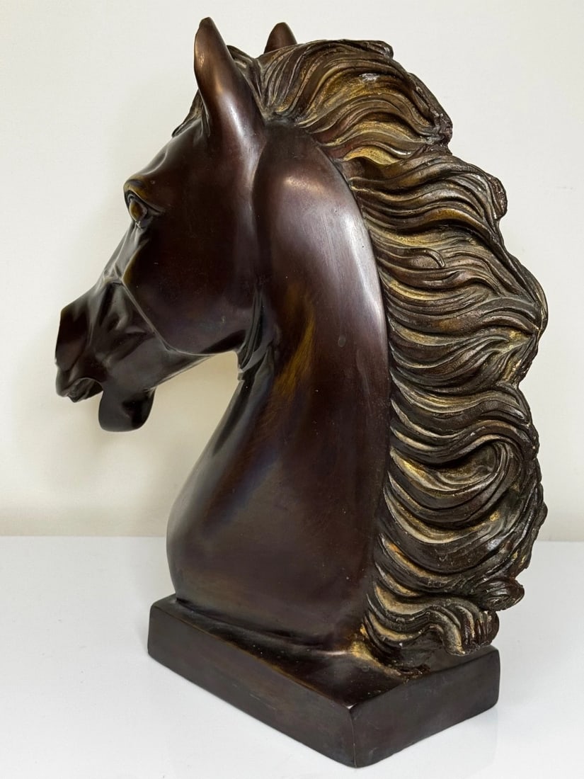 Expressive Italian Classical Bronze Horse Head c1950 After Raffaello Romanelli - 17