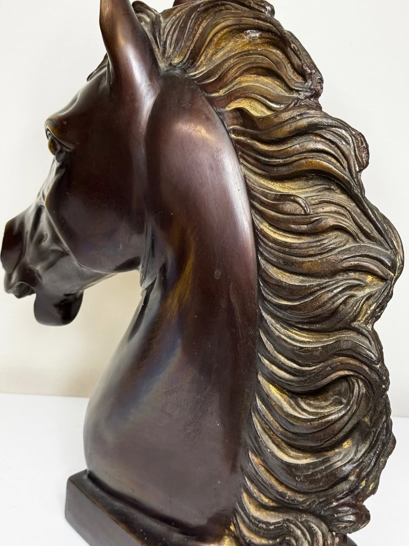 Expressive Italian Classical Bronze Horse Head c1950 After Raffaello Romanelli - 18