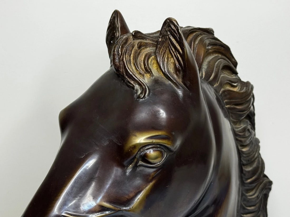Expressive Italian Classical Bronze Horse Head c1950 After Raffaello Romanelli - 8