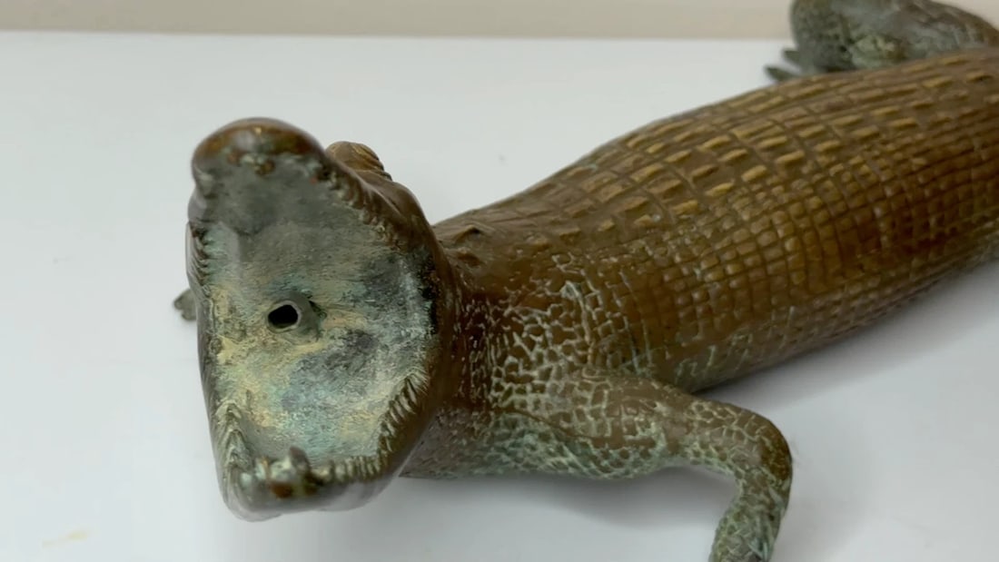 Bronze Crocodile Fountain Head Garden Spout in the Manner of Antoine-Louis Barye - 2