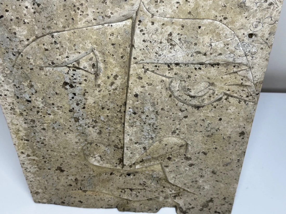 Modernist Cubist Stone Face Relief In the Manner of Picasso & John Milne School - 16