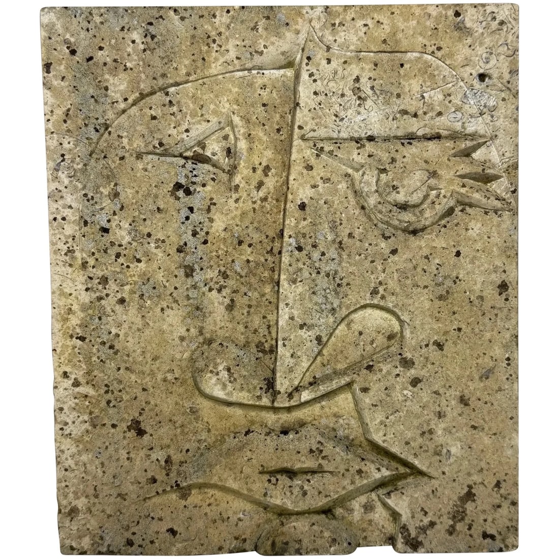 Modernist Cubist Stone Face Relief In the Manner of Picasso & John Milne School (1 of 20)