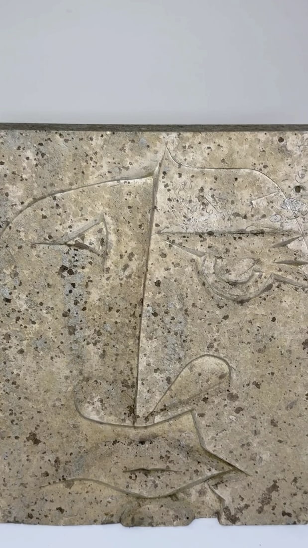 Modernist Cubist Stone Face Relief In the Manner of Picasso & John Milne School - 2