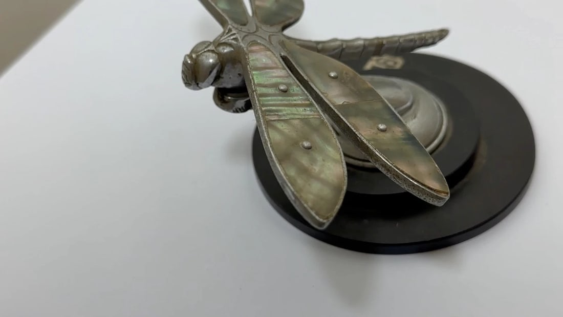 British Small Rare Art Deco Desmo Circa 1934 Dragonfly Car Mascot Sculpture - 2