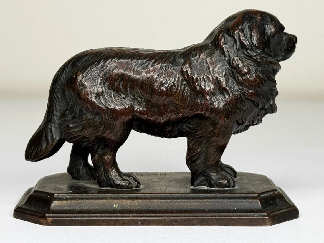 Art Deco Tribute Newfoundland Rescue Reuben Decker's Dog Bronze Sculpture - 16