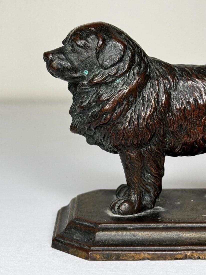 Art Deco Tribute Newfoundland Rescue Reuben Decker's Dog Bronze Sculpture - 6