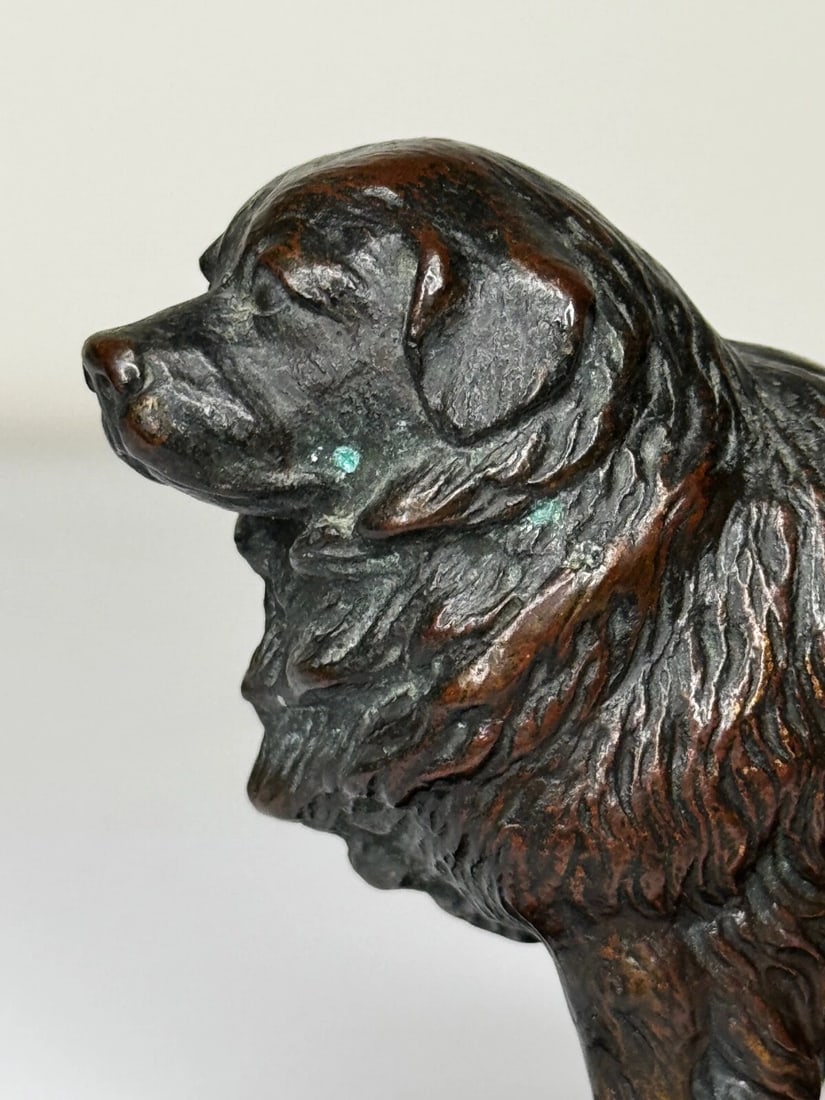 Art Deco Tribute Newfoundland Rescue Reuben Decker's Dog Bronze Sculpture - 7