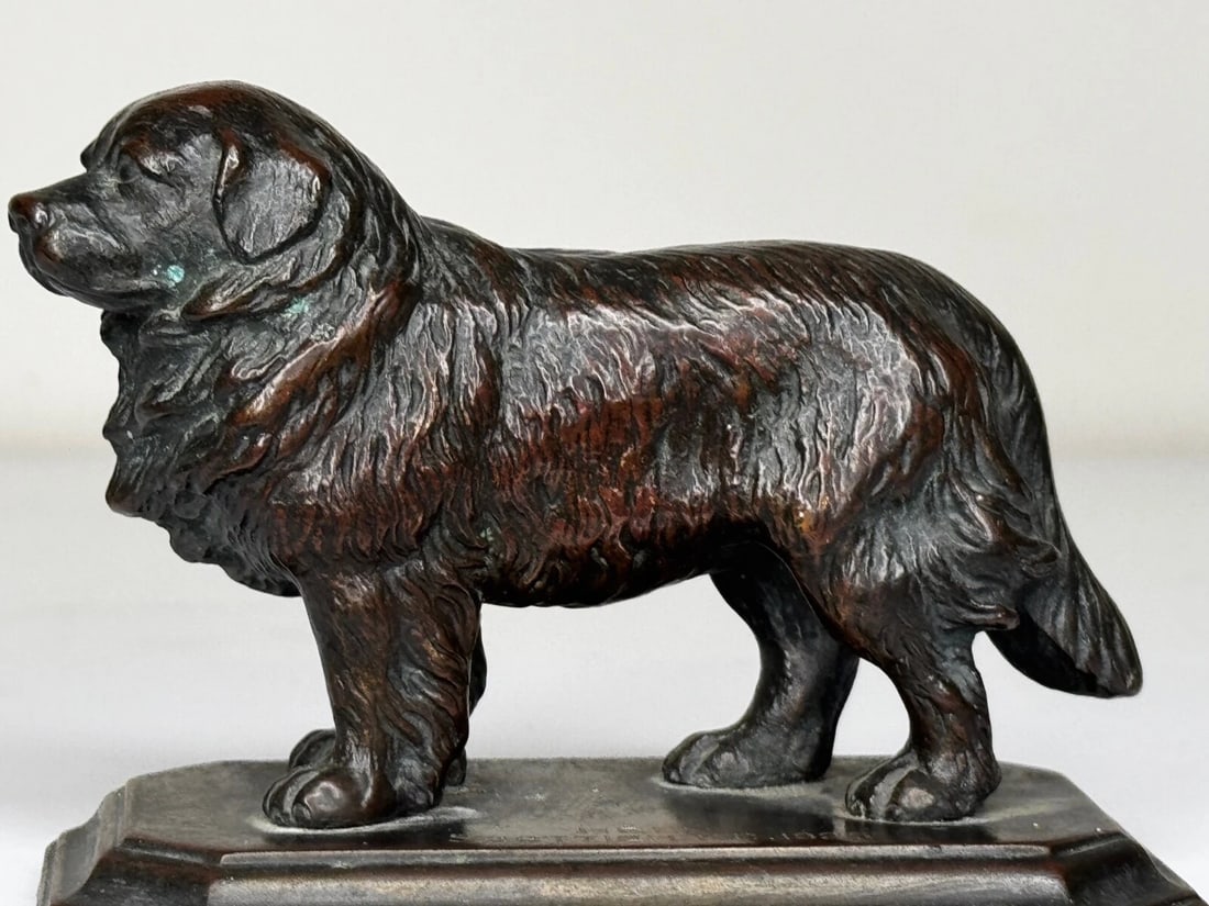 Art Deco Tribute Newfoundland Rescue Reuben Decker's Dog Bronze Sculpture - 9