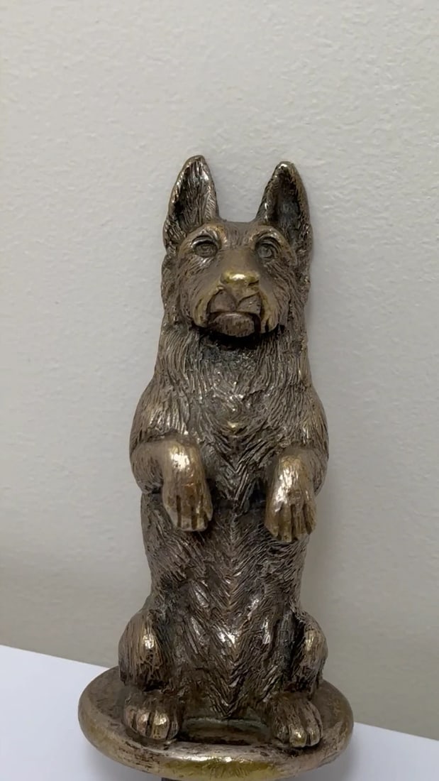 Small Antique Asprey Bronze Begging Scottie Dog Caesar Classic Car Mascot - 2