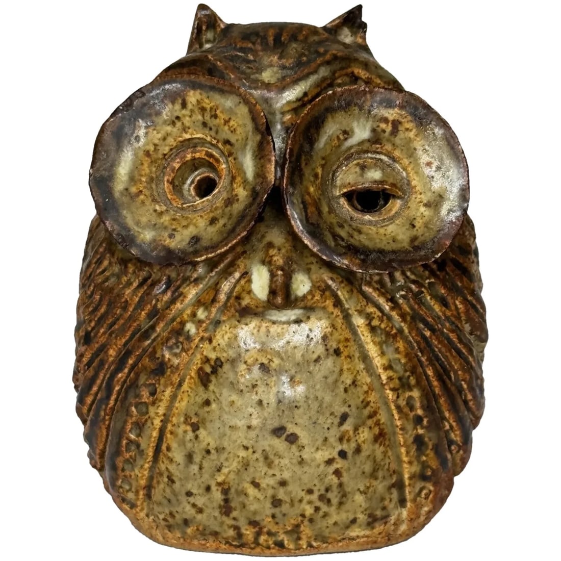 Owl Bird Surrealist Inspired Studio Pottery Sculpture: Charming Small Owl Big Eyes Surrealist Inspired Studio Pottery Sculpture Description 1 Fine Charming Small Owl Bird Big Eyes Surrealist Inspired Studio Pottery Sculpture. Subject a cute animal owl in 