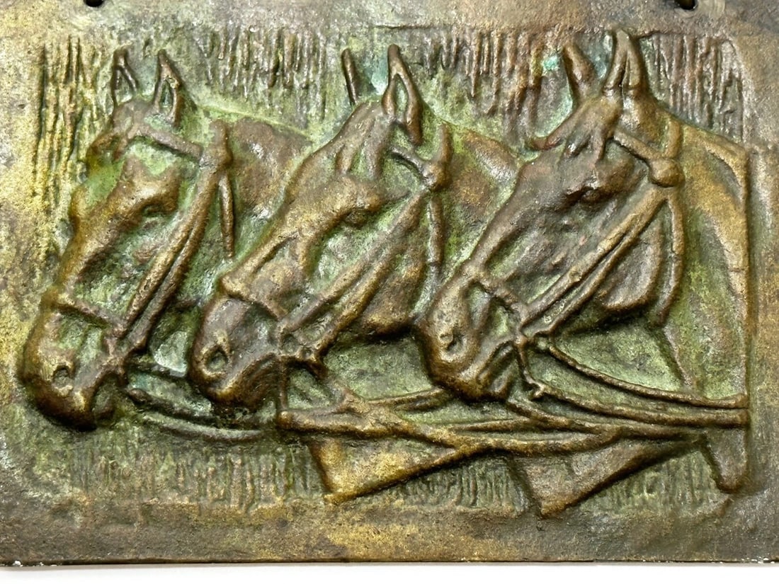 Art Deco Bronze Trio Bay Hunter Horses Sculpture Circle John Rattenbury Skeaping - 10