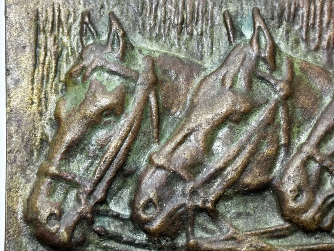 Art Deco Bronze Trio Bay Hunter Horses Sculpture Circle John Rattenbury Skeaping - 11