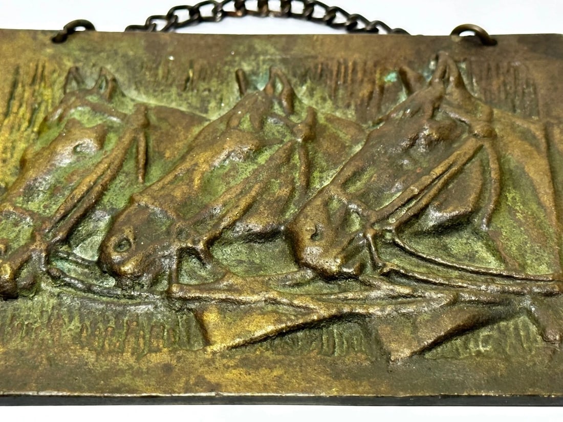Art Deco Bronze Trio Bay Hunter Horses Sculpture Circle John Rattenbury Skeaping - 6