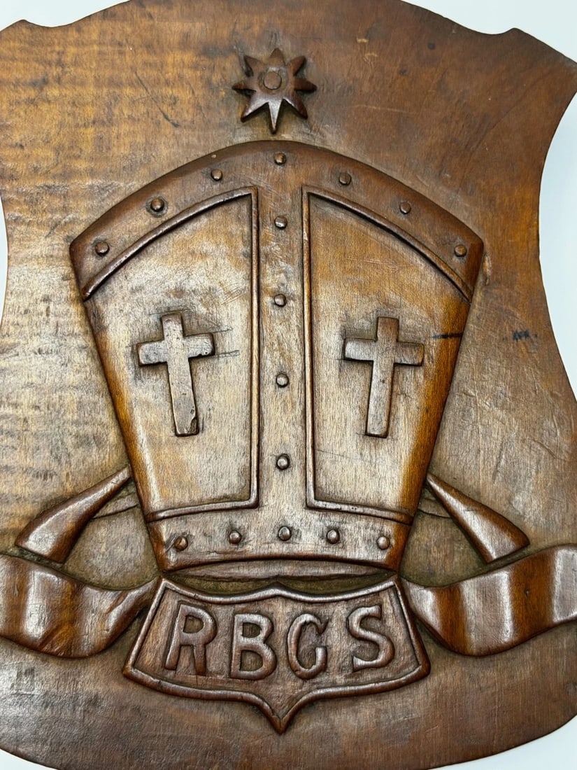 Arts & Crafts Revival Heraldic Carved Crest Rivington & Blackrod Grammar School - 10