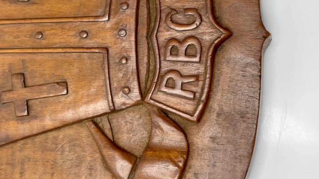 Arts & Crafts Revival Heraldic Carved Crest Rivington & Blackrod Grammar School - 2