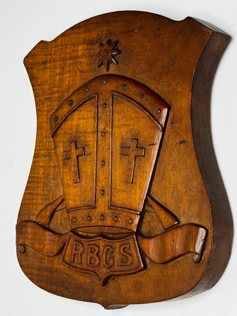 Arts & Crafts Revival Heraldic Carved Crest Rivington & Blackrod Grammar School - 4