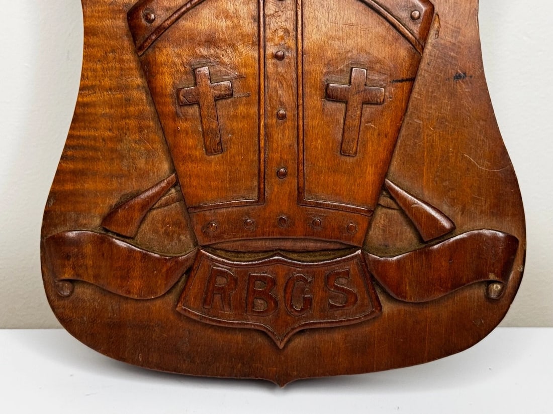 Arts & Crafts Revival Heraldic Carved Crest Rivington & Blackrod Grammar School - 5