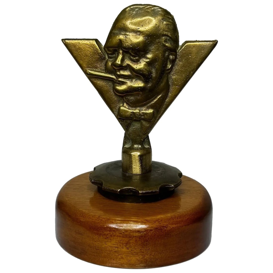 Historic WW2 Small Winston Churchill V For Victory Bronze Car Mascot Sculpture (1 of 20)