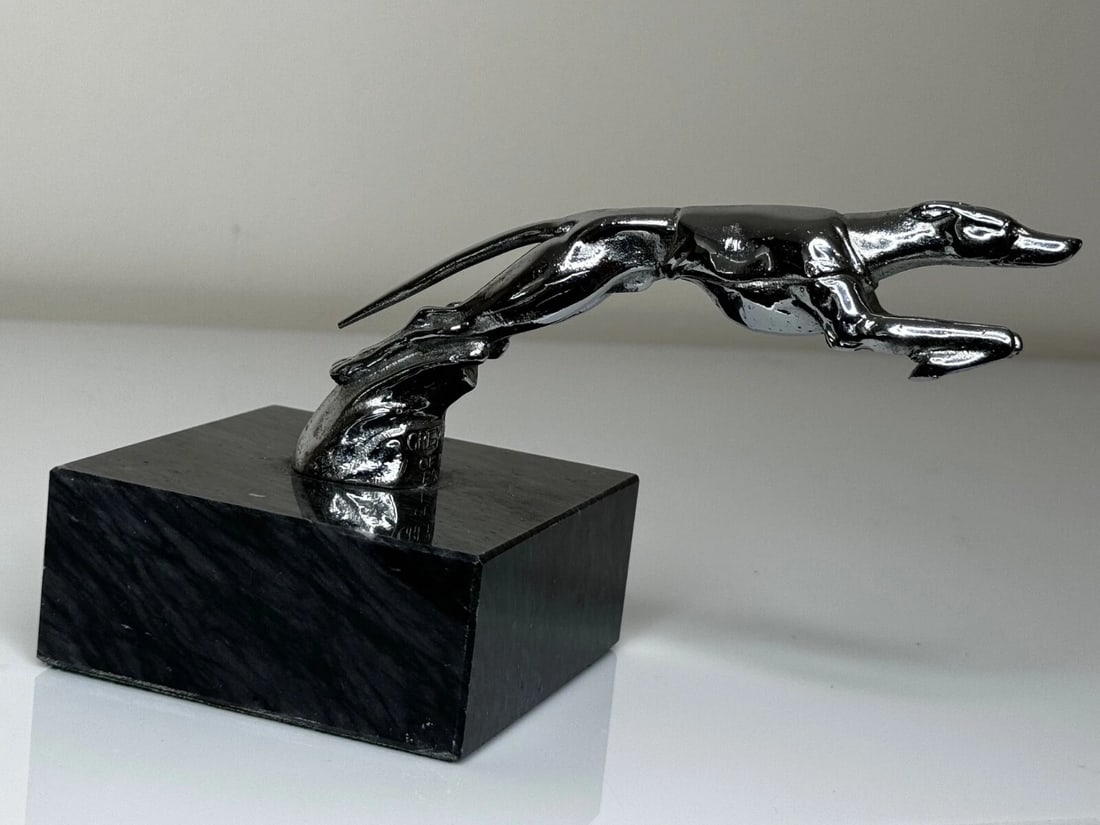 Louis Lejeune Chrome Plated 1930's Racing Greyhound Of The Road Classic Mascot - 3