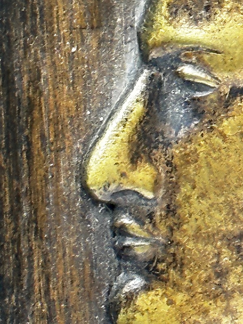 French 19th Century Napoleon Wearing Laurel Wreath Crown Wall Sculpture - 12