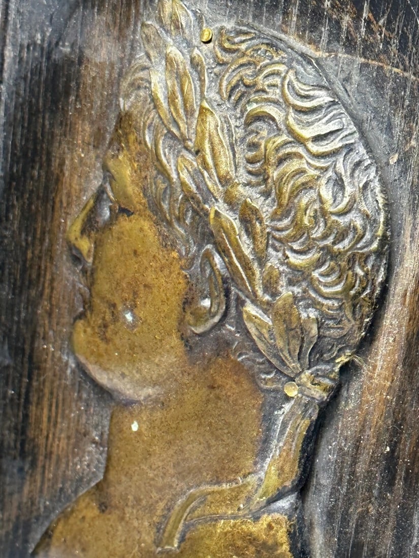 French 19th Century Napoleon Wearing Laurel Wreath Crown Wall Sculpture - 15