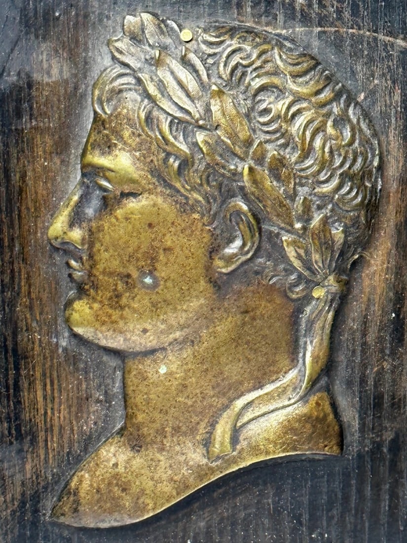 French 19th Century Napoleon Wearing Laurel Wreath Crown Wall Sculpture - 5
