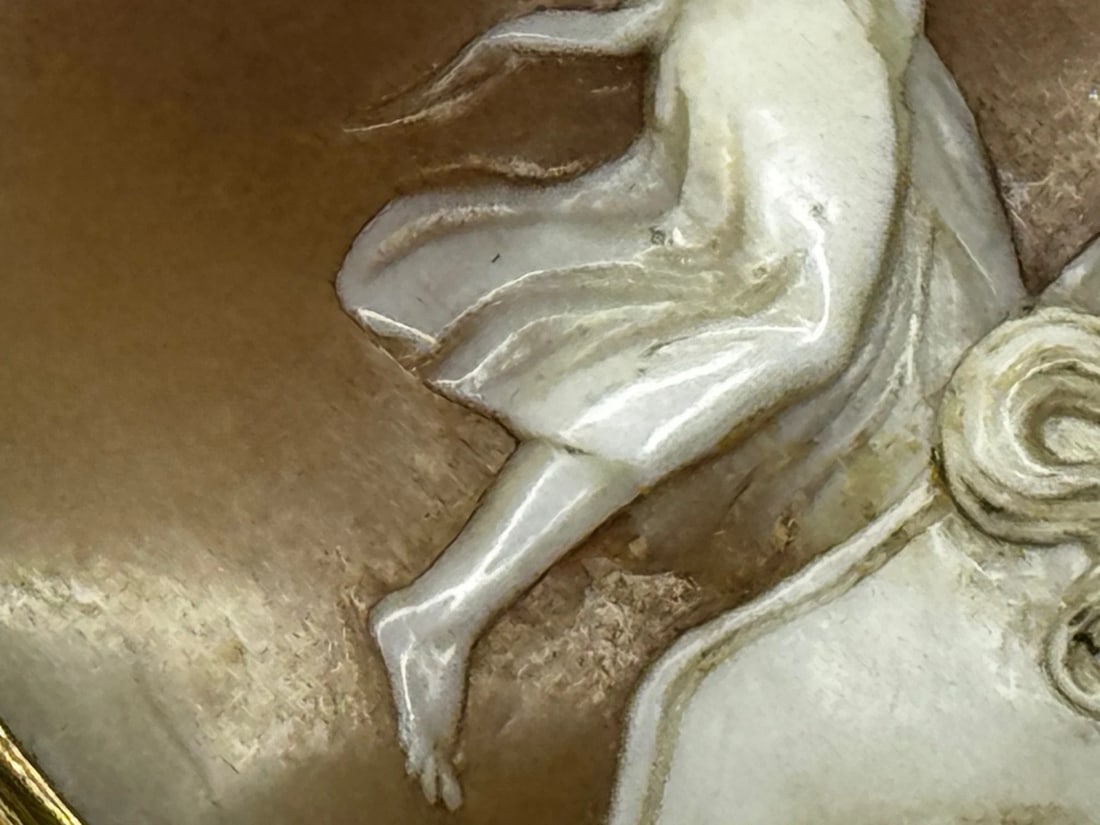 Roman Goddess Aurora in Her Chariot Important Georgian Shell Cameo Brooch c1820 - 17