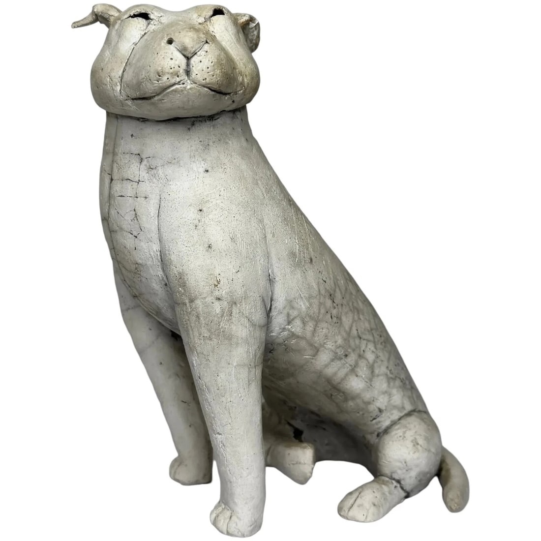 Original Raku Inspired 20th Century Studio Pottery American Pitbull Sculpture (1 of 20)