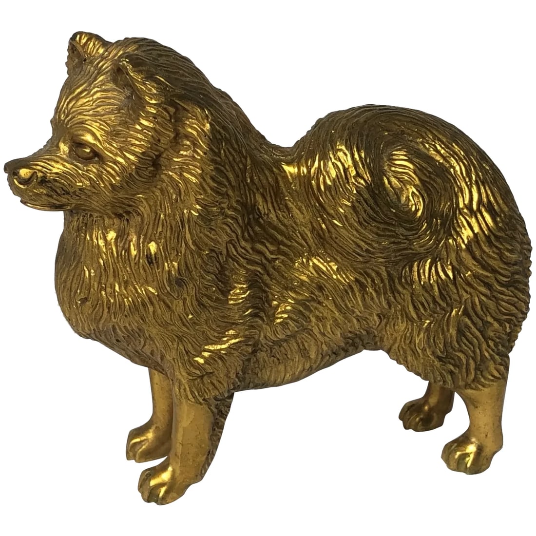 Antique Art Deco Gilt Bronze Spitz Dog Animal Car Mascot Signed A G Ward (1 of 13)