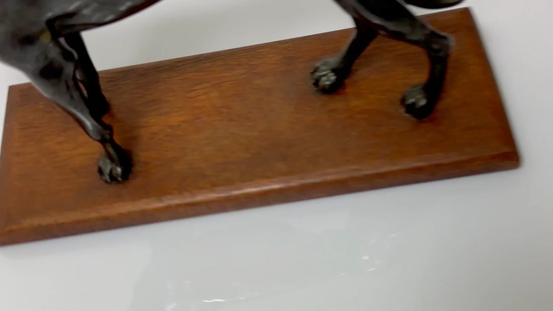 Small British Art Deco Sporting Prized Racing Greyhound Stud Bronze Sculpture - 2