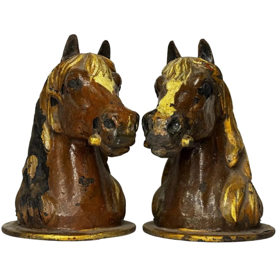 Pair Horse Head Gatepost Finials Attributed Glasgow School Macfarlane’s Foundry: Pair Scottish Horse Head Gatepost Finials Attributed Glasgow School Macfarlane’s Foundry Description A Rare Pair of Scottish Victorian Equine Cast-Iron Horse-Head Gatepost Finial Sculptures Attr