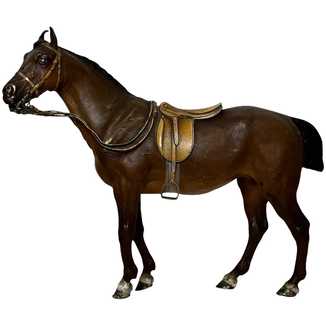 Beautiful Antique Austrian Bronze Sculpture Bay Hunter Horse By Franz Bergman (1 of 1)