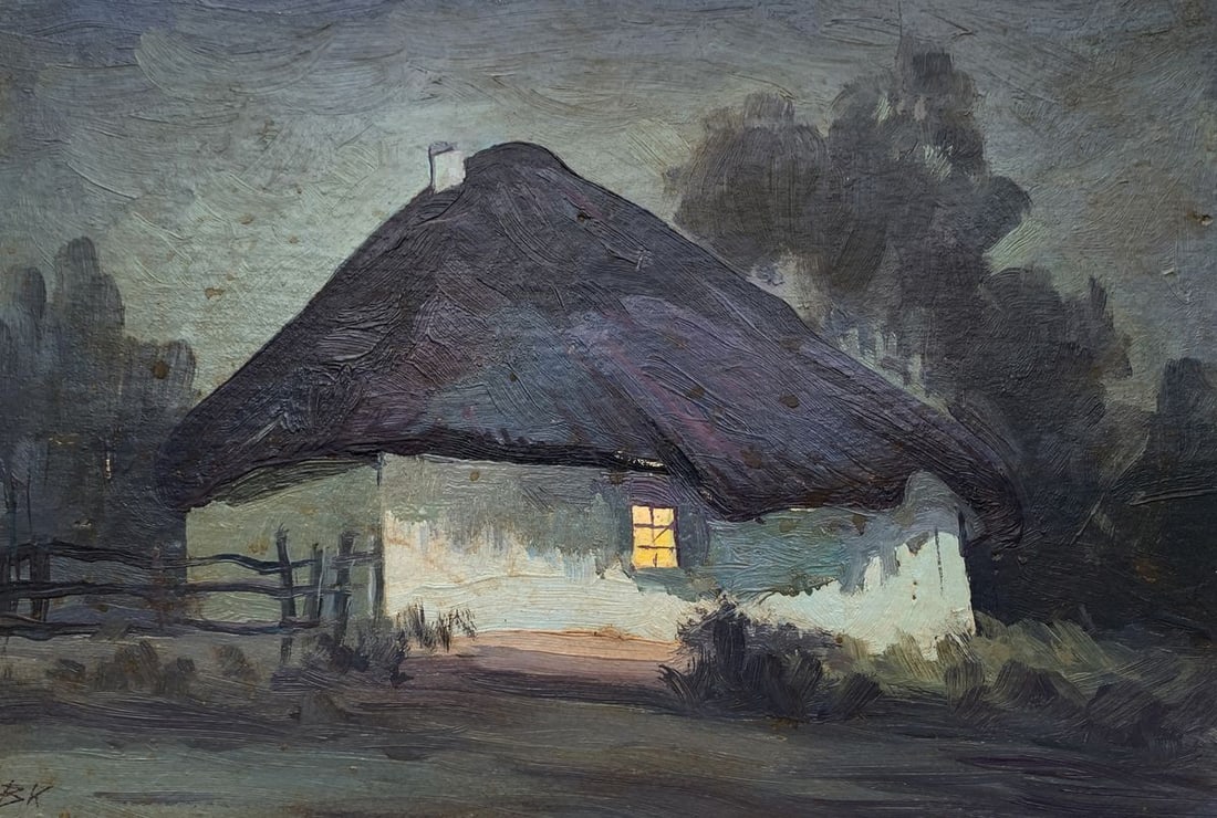 Oil painting Hut under the straw Unknown artist: Title: Oil painting Hut under the straw Unknown artist Description: Title: Oil painting Hut under the straw Unknown artist Description: No.1812*** ABOUT THIS PAINTING **** TITLE: "Hut under the
