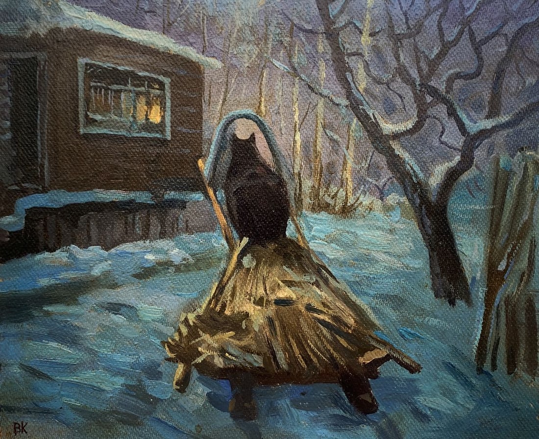Oil painting Horse pulling a sleigh Unknown artist (1 of 10)