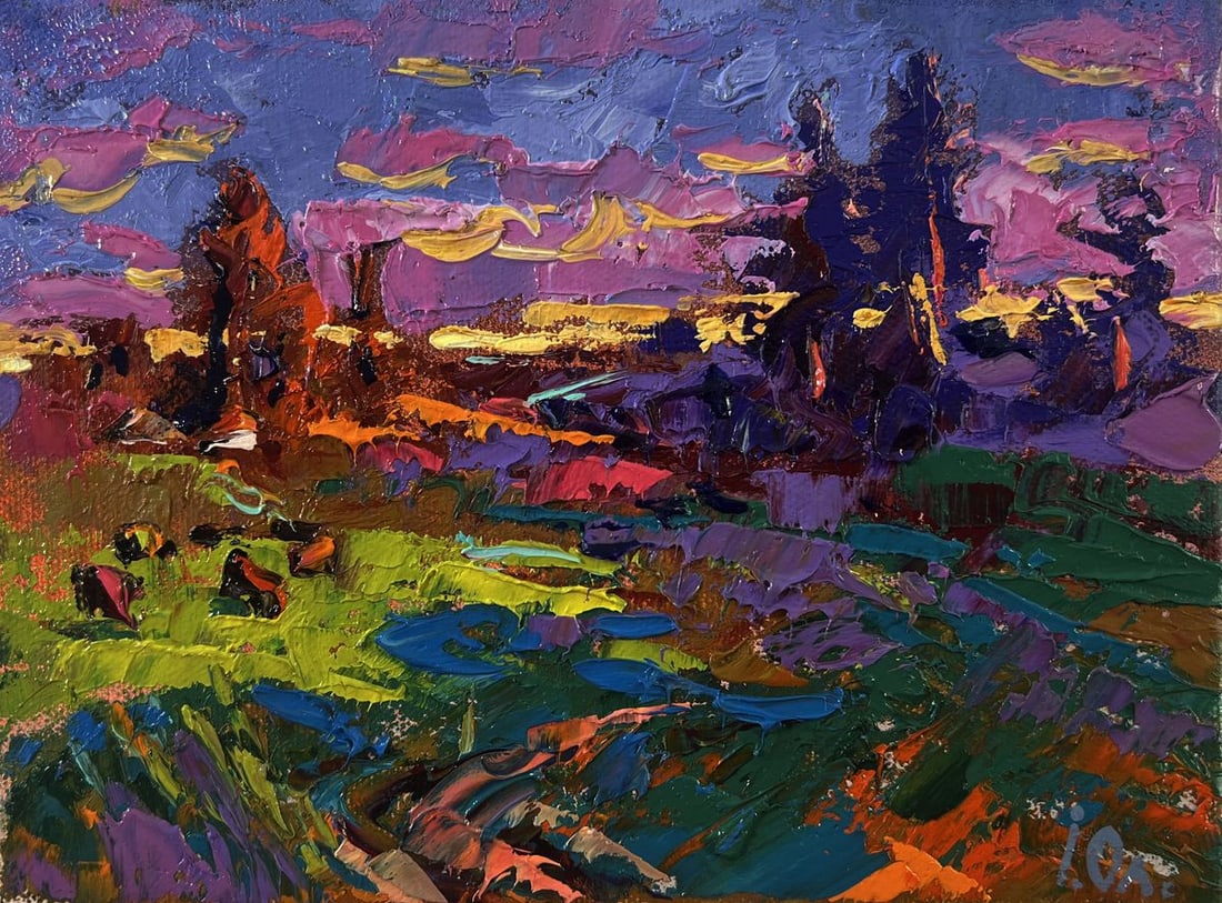 Oil painting Summer blue night Oleksiy Ivanyuk - 3