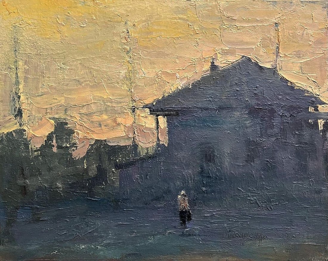 Oil painting Construction of a church in the village Volodymyr Pashchenko: Title: Oil painting Construction of a church in the village Volodymyr Pashchenko Description: Title: Oil painting Construction of a church in the village Volodymyr Pashchenko Description: No.Galler 13