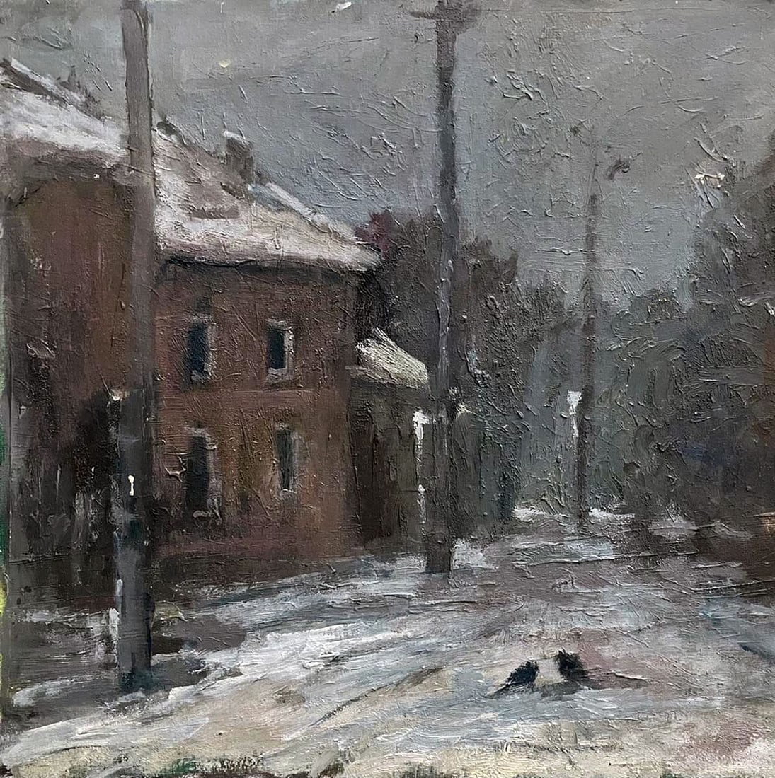 Oil painting Winter on the city streets Volodymyr Pashchenko (1 of 7)