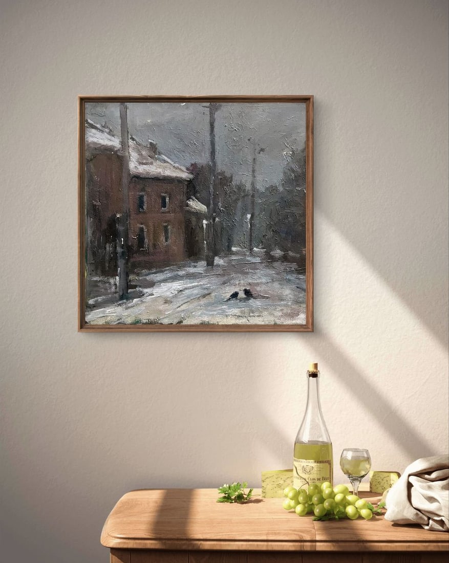 Oil painting Winter on the city streets Volodymyr Pashchenko - 3