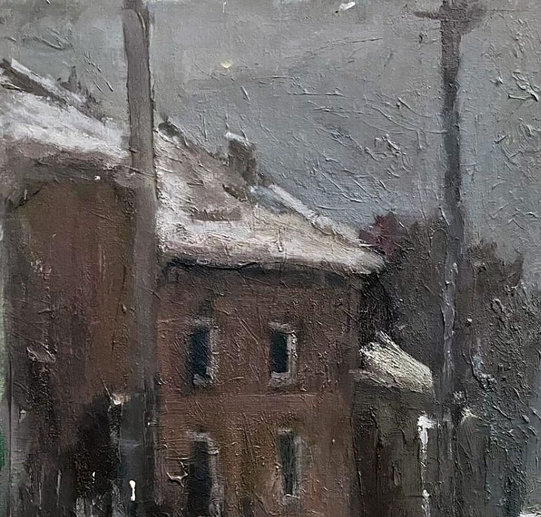 Oil painting Winter on the city streets Volodymyr Pashchenko - 4
