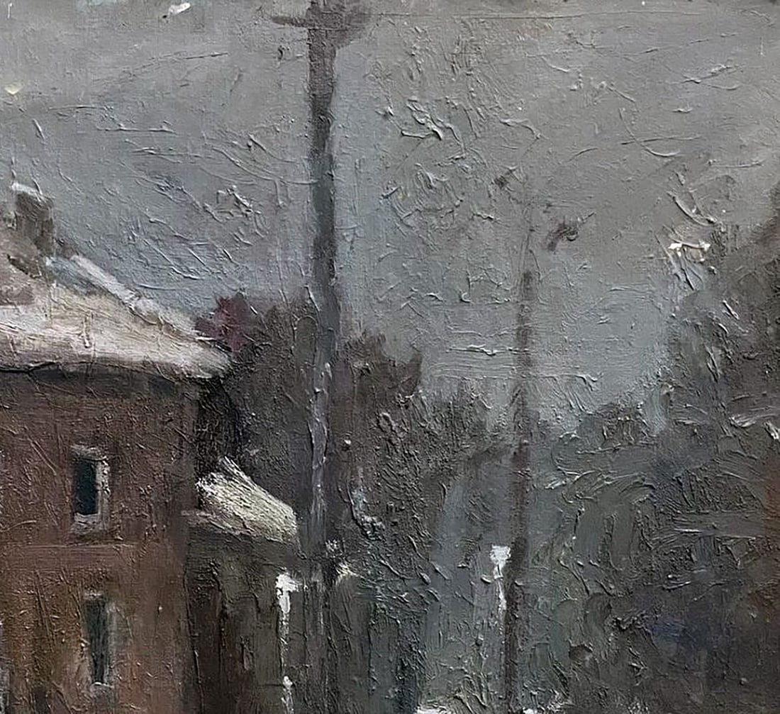 Oil painting Winter on the city streets Volodymyr Pashchenko - 5