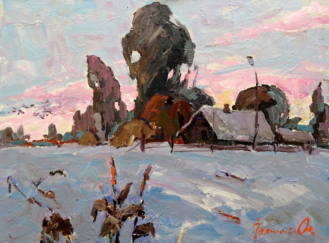 Oil painting Winter silence Kalenyuk Alex: Title: Oil painting Winter silence Kalenyuk Alex Description: Title: Oil painting Winter silence Kalenyuk Alex Description: No.Kalen 75 *** ABOUT THIS PAINTING *** * TITLE: "Winter silence" * ARTISTS:
