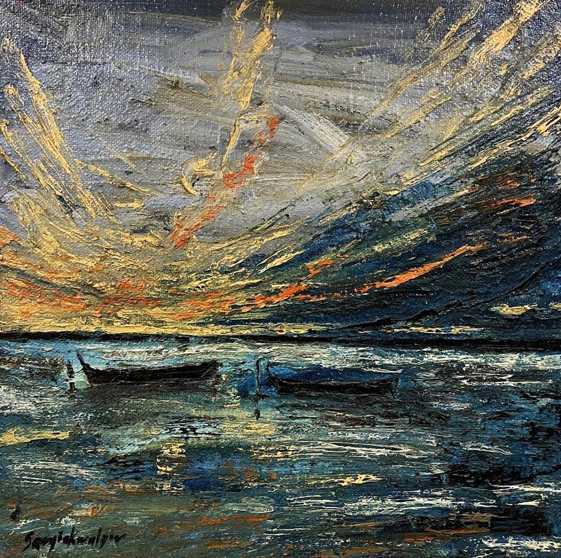 Oil painting Boats in the sea Serhiy Kovalev: Title: Oil painting Boats in the sea Serhiy Kovalev Description: Title: Oil painting Boats in the sea Serhiy Kovalev Description: No.Galler 181*** ABOUT THIS PAINTING **** TITLE: "Boats in the sea" - 