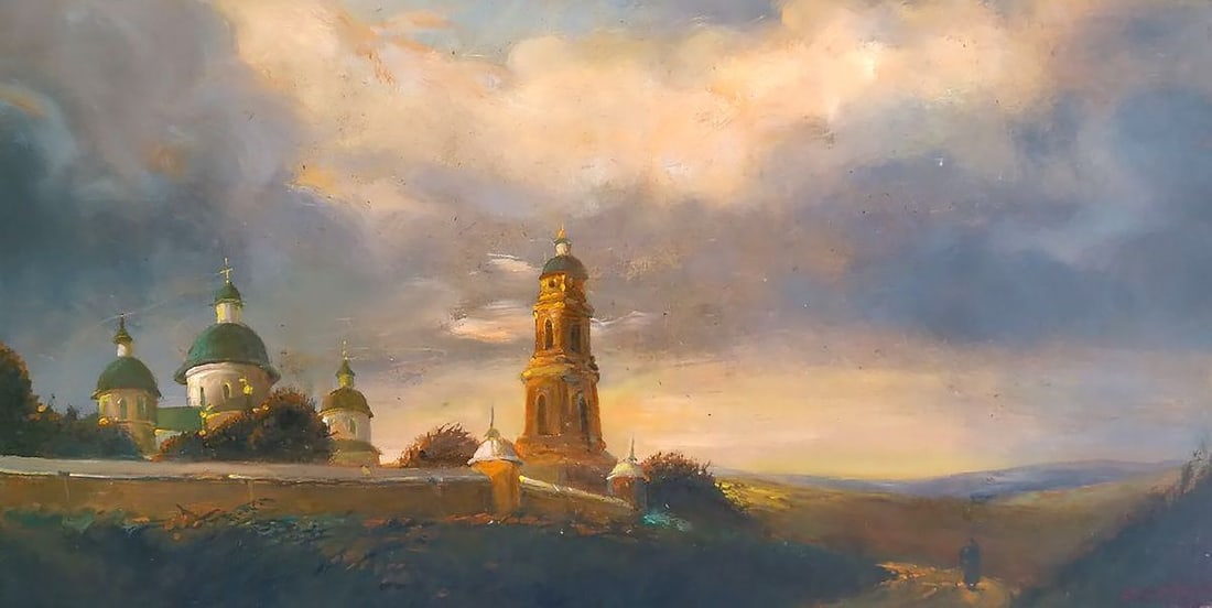Oil painting Evening landscape Unknown author (1 of 10)