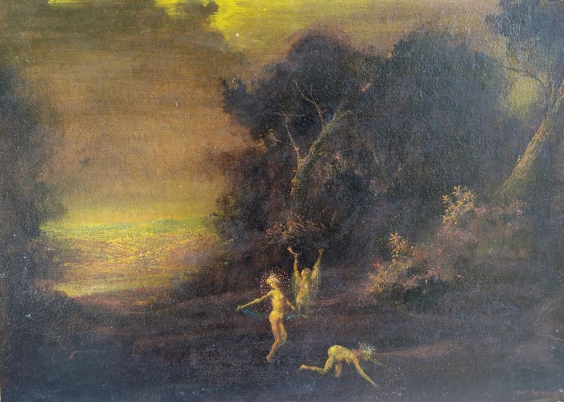 Oil painting Girls in the evening in the forest Litvinov Oleg Arkad'yevich (1 of 6)