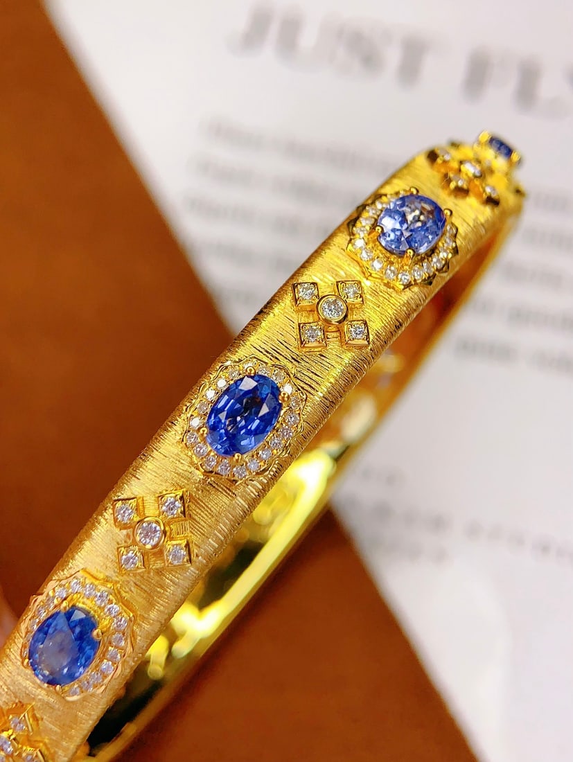 18K Gold Natural Blue Sapphire Bracelet - 2