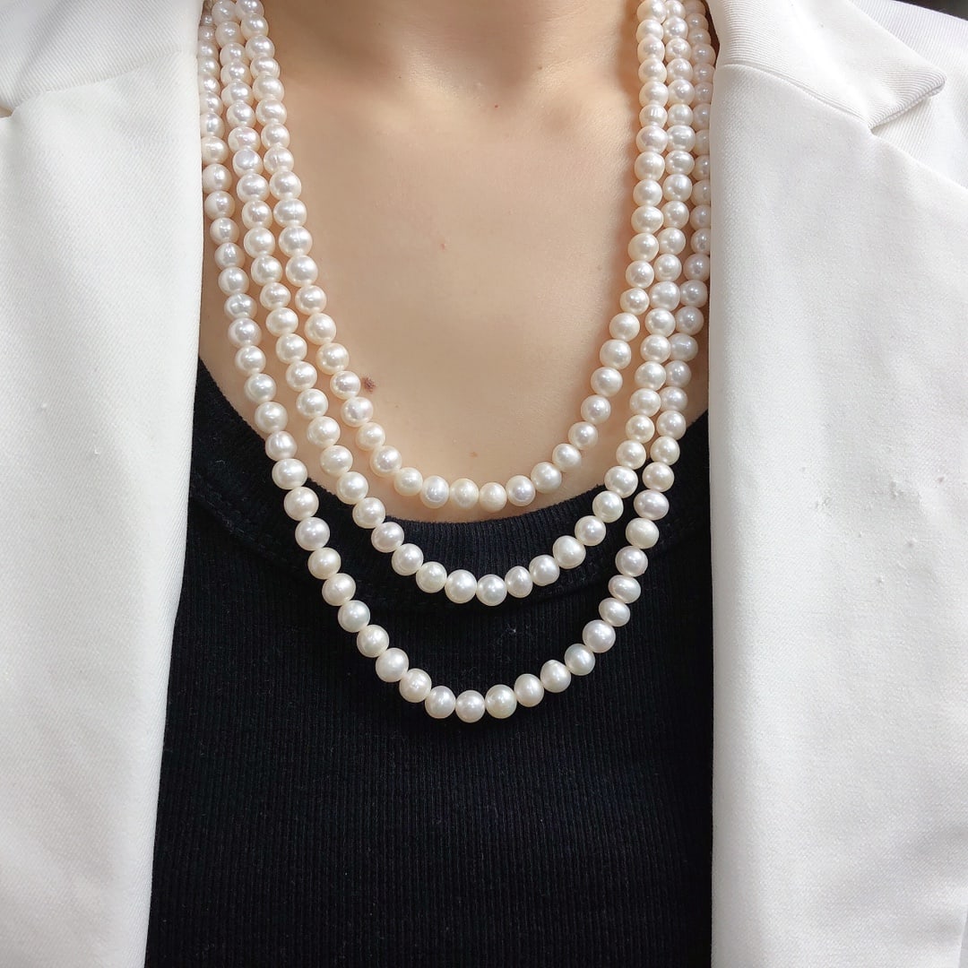 Natural White Pearl Necklace - 4