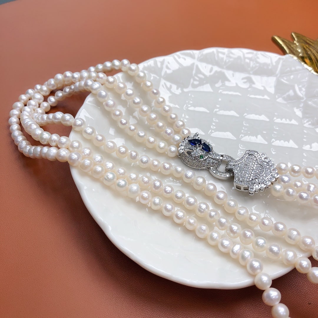 Natural White Pearl Necklace - 5