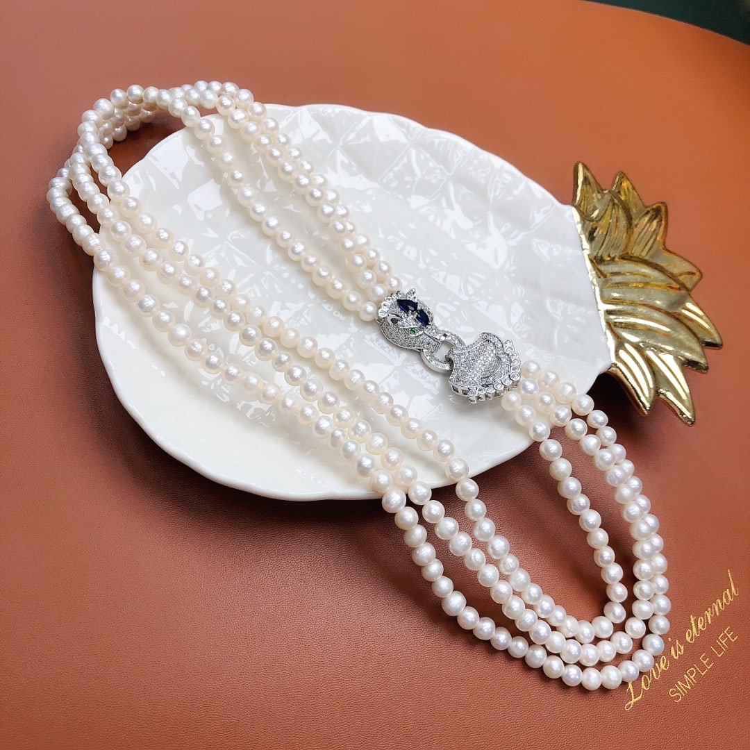 Natural White Pearl Necklace - 6
